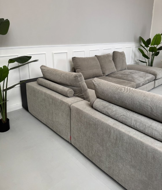 Image 1 of Flexform Groundpiece sofá de diseño de tela gris barro sofá esquinero