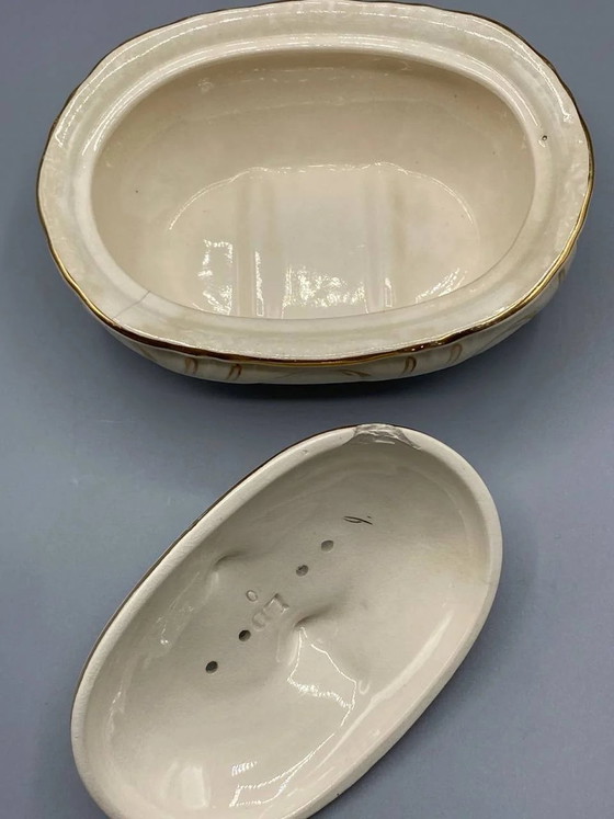 Portasapone con coperchio in maiolica avorio dorata, Villeroy & Boch, Belle Époque, circa 1900 – Stoviglie (photo 4 of 6)