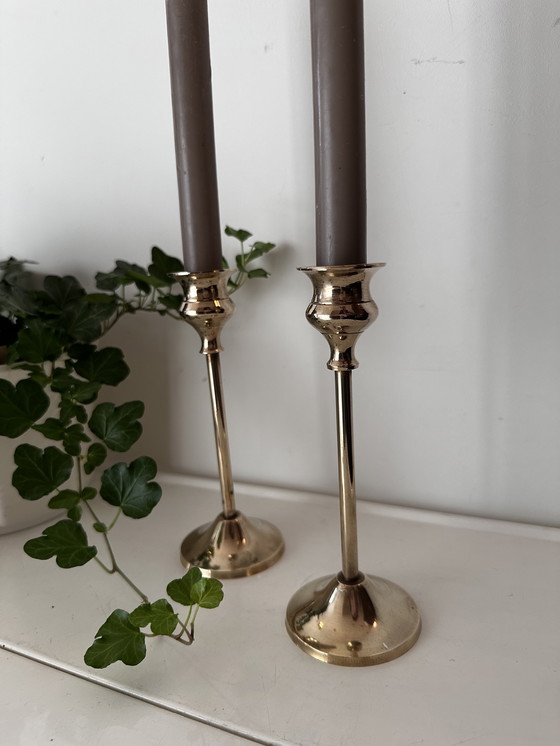 Image 1 of Set Of 2 Brass Candlesticks