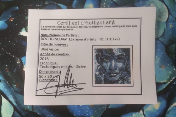 Image 1 of Léa ROCHE - Blue Vision - Digital painting under frame