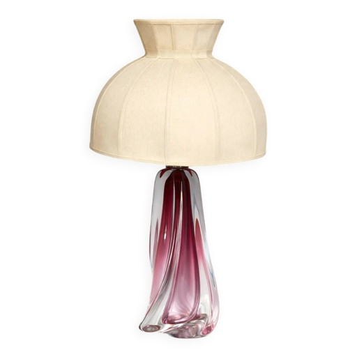 Solid crystal lamp Val Saint Lambert. – tafellampen, Glass, Vintage