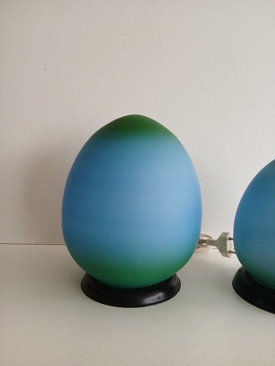 Image 1 of Juego de lámparas de mesa de cristal HB Lighting - años 80