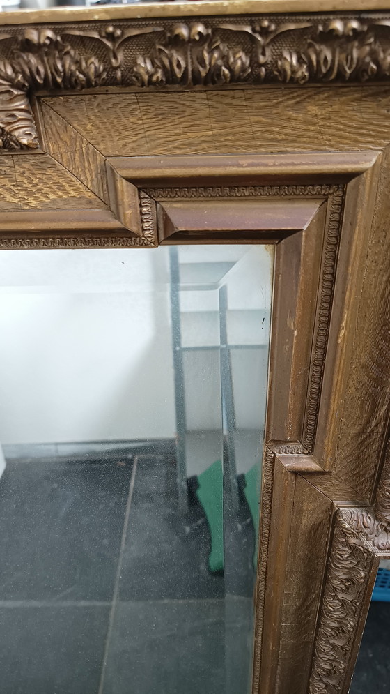 Image 1 of Miroir ancien art déco avec verre taillé