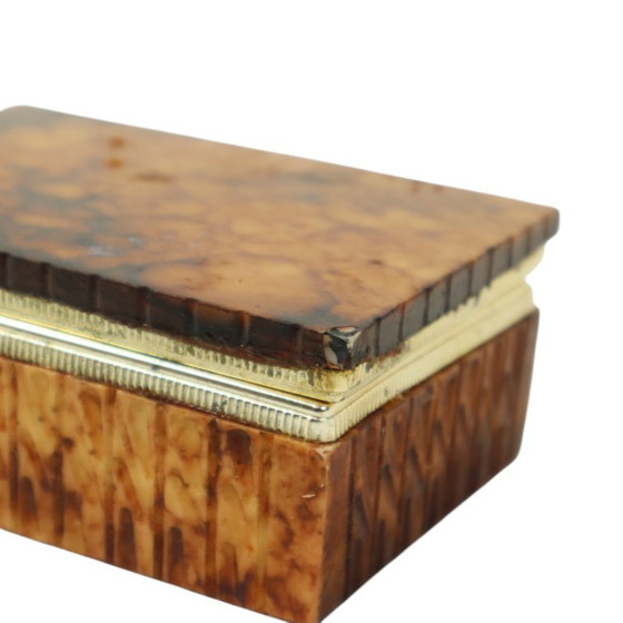 Image 1 of Scatola per fumatori vintage in alabastro arancione