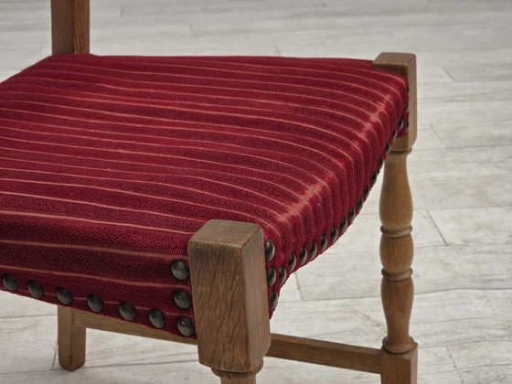 Image 1 of 1970 Set van 6 Deense eetkamerstoelen, originele staat, eikenhout, meubelwol