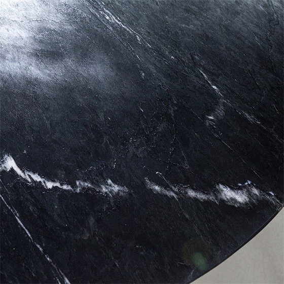 Image 1 of Round marble dining table Ø130 cm – black – design X-leg