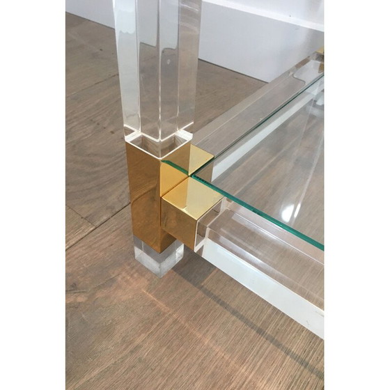 Image 1 of Vintage console in Plexiglass and golden corners 1970