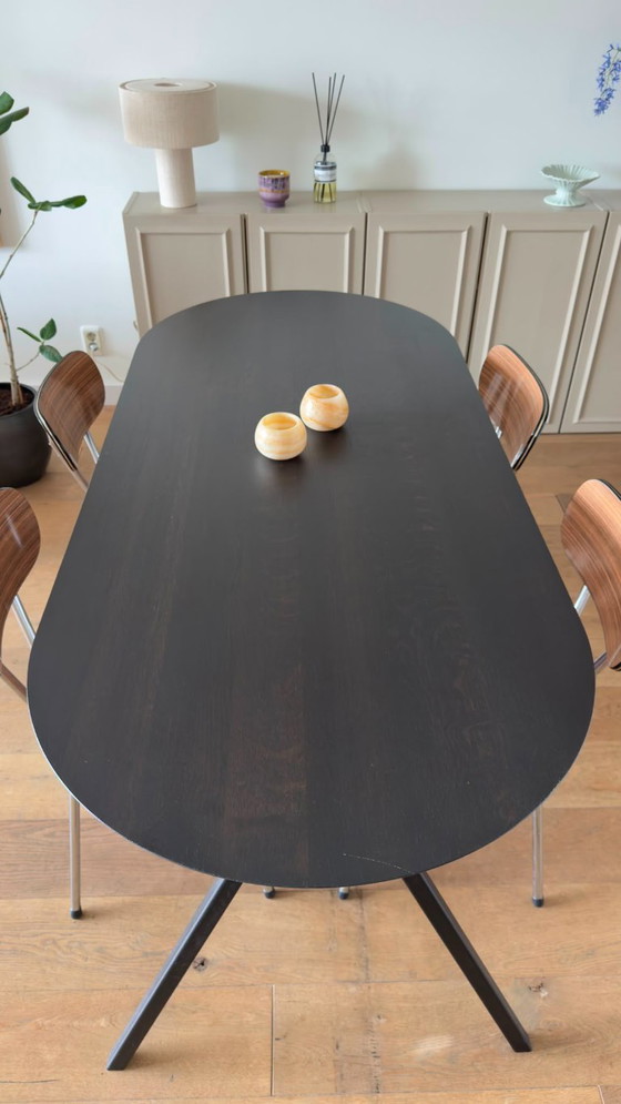 Image 1 of Tavolo da pranzo semi-ovale in rovere – Nero/Antracite