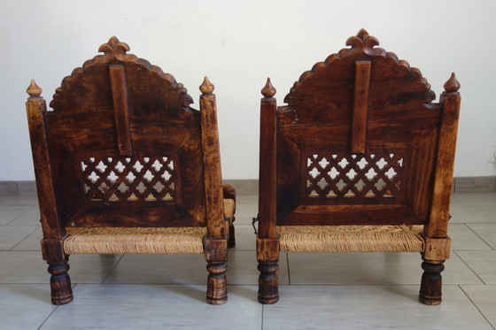 Image 1 of 2 traditional Pida chairs, India, 1950s/60s