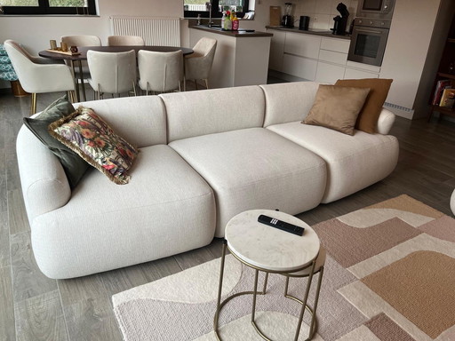 3-seater and armchair in beige woven fabric from Westwing