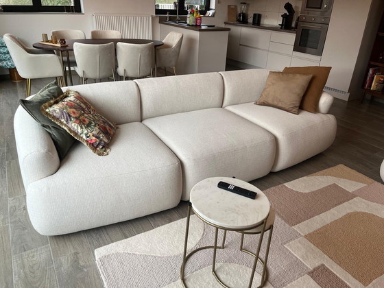 Image 1 of 3-zit en fauteuil in beige geweven stof van Westwing