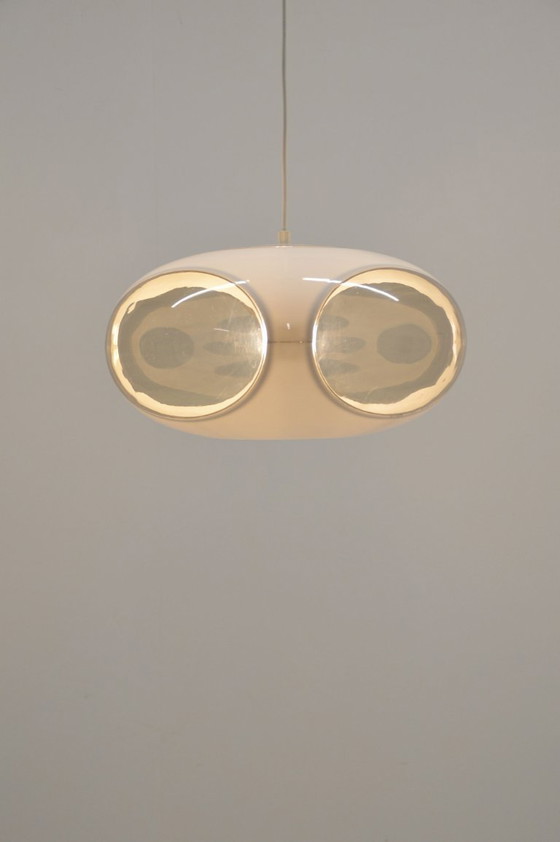 Image 1 of Space age UFO pendant lamp 'Bug Eye' (white) by Massive, 1970s