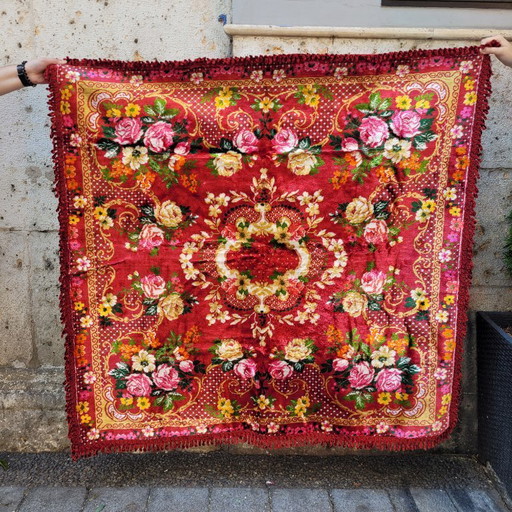 Colcha/tapiz pequeño, estampado floral, 40’s - Europa del Este