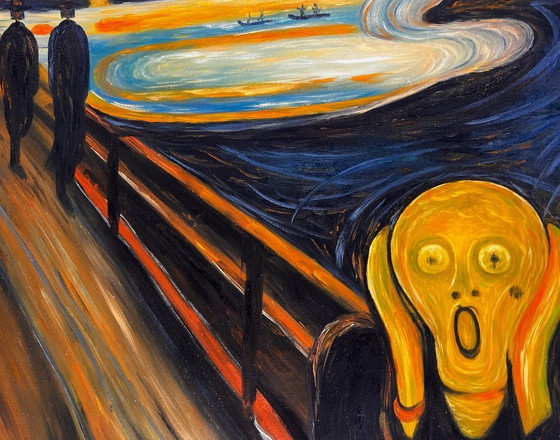 Image 1 of Edvard Munch – The Scream - Hand-painted interpretation | Oil on canvas (rolled up)