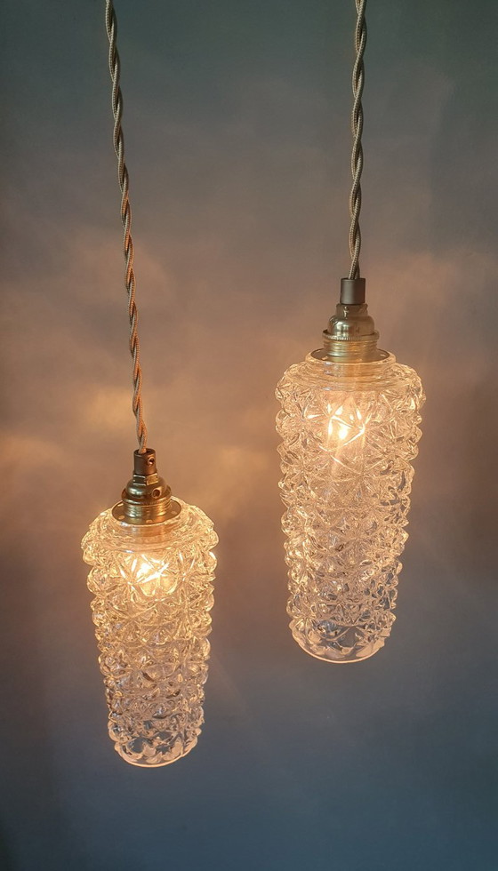 Set Lampade a sospensione Vintage Texture Vetro - Design Mid-century. – Metal (photo 15 of 20)