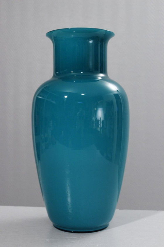 Image 1 of Ezio Rizzetto De Majo Murano - Large turquoise blown glass vase 1995