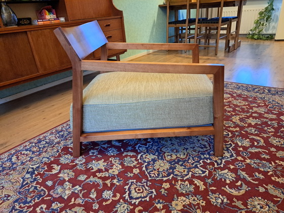 Scandinavische Fauteuil Met Olijfgroene Stoffering – Myka Home, Textile, Wood (photo 2 of 9)