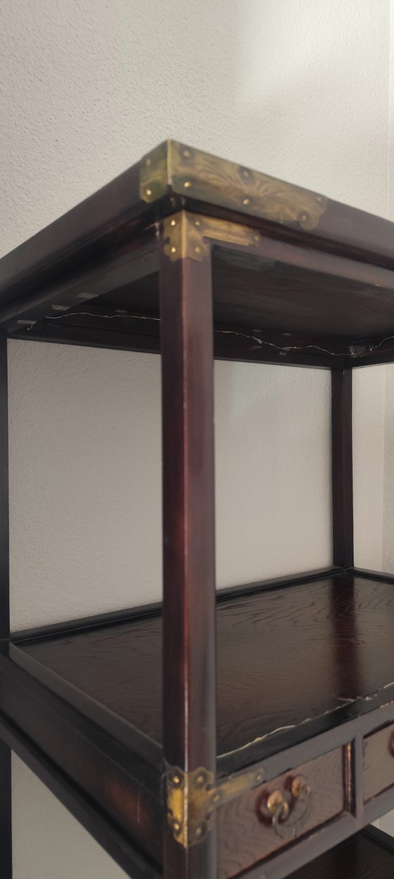 Asian Style Side Table – Cabinets, Wood, Brass (photo 3 of 12)