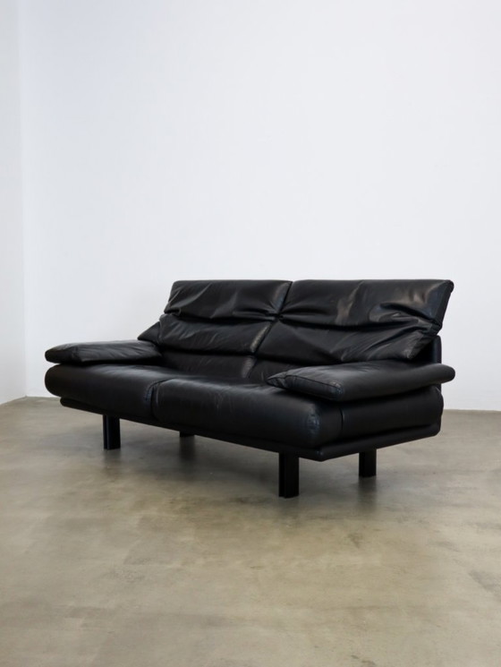 Image 1 of Vintage Alanda Sofa Black Leather 210cm by Paolo Piva for B&B Italia 1980s
