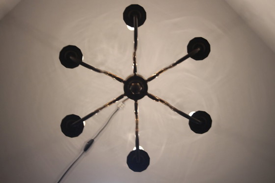 Image 1 of Vintage kroonluchter met zes armen, jaren 1970.