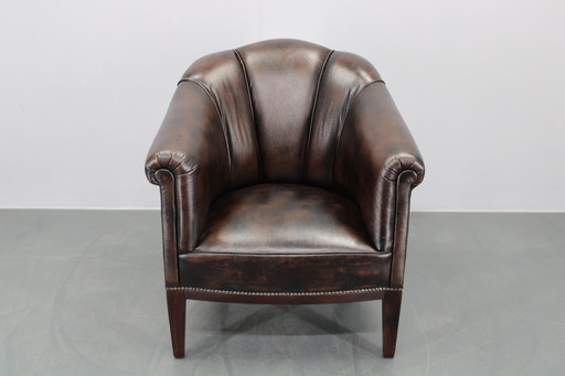 Vintage leren fauteuil, Tsjecho-Slowakije
