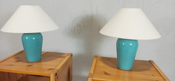 Image 1 of 2 x lampade da tavolo classiche, turchese