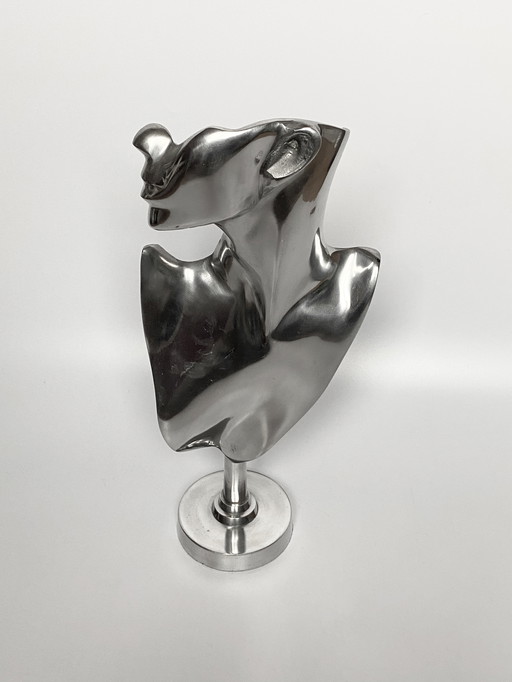 Modernistische chromen buste, vintage design, jaren 70