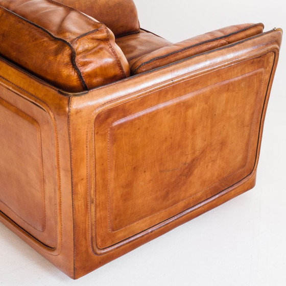 Fauteuil club vintage Roche Bobois. Cuir de buffle camel. France, années 1980 – Leather (photo 15 of 18)