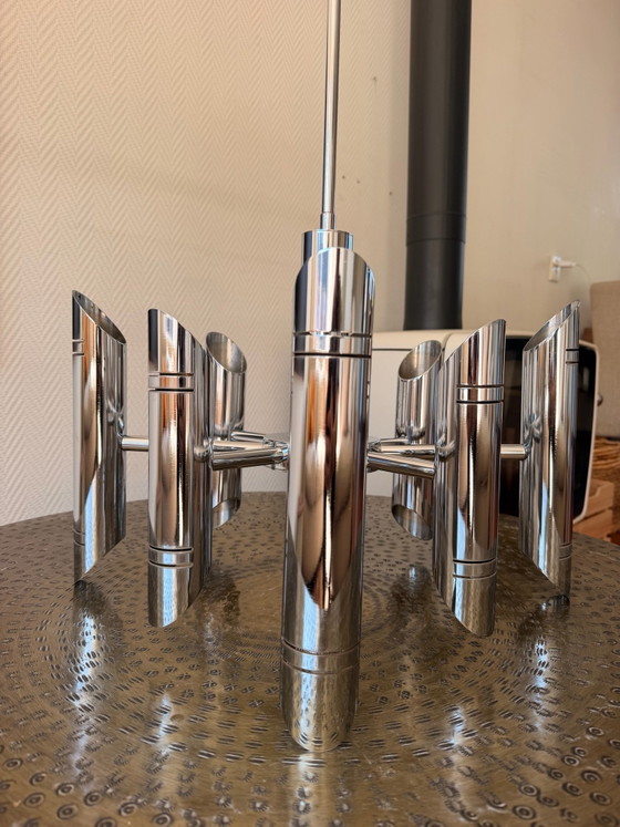 Jaren '60 Space Age Hanglamp -  chroom designlamp, Hanglampen, Zilver (foto 2 van 5)