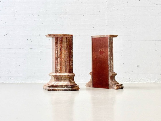 Image 1 of Console table in reddish-brown marble with polished surface, Italy