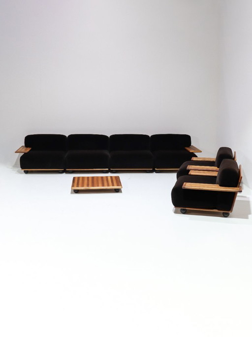 Conjunto de sofás modulares Pianura Mario Bellini Cassina marrón Italia años 70