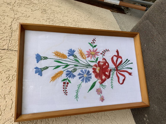 Quadro Vintage Ungherese Kalocsa Ricamato a Mano – Dipinti e disegni, Tessile (photo 4 of 5)