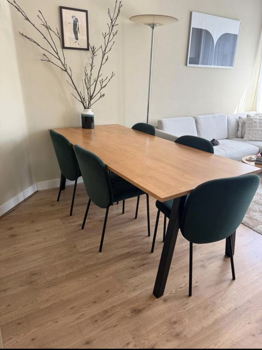 Dining table chairs Made dark green