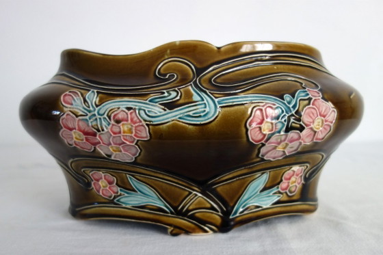 Art Nouveau Vases and Cache-Pots by De Bruyn, 1920s, Decorative Objects, Ceramic, Brown (photo 11 of 15)