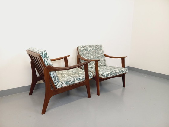Image 1 of Pair of vintage Scandinavian armchairs by Arne Wahl Iversen for Komfort in teak and fabric from the 60s