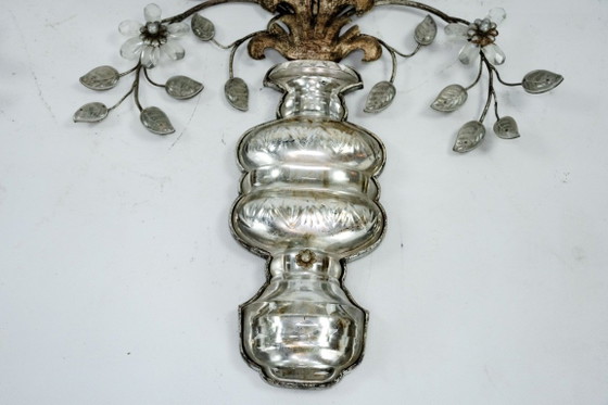 Image 1 of Coppia applique francese Maison Bagues in cristallo e bronzo, anni '60