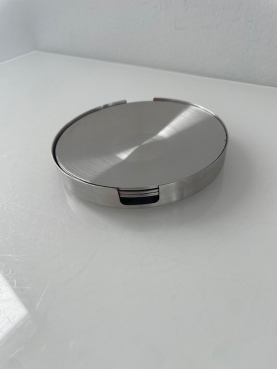 Image 1 of Tavola Swiss design coasters stainless steel set of 6