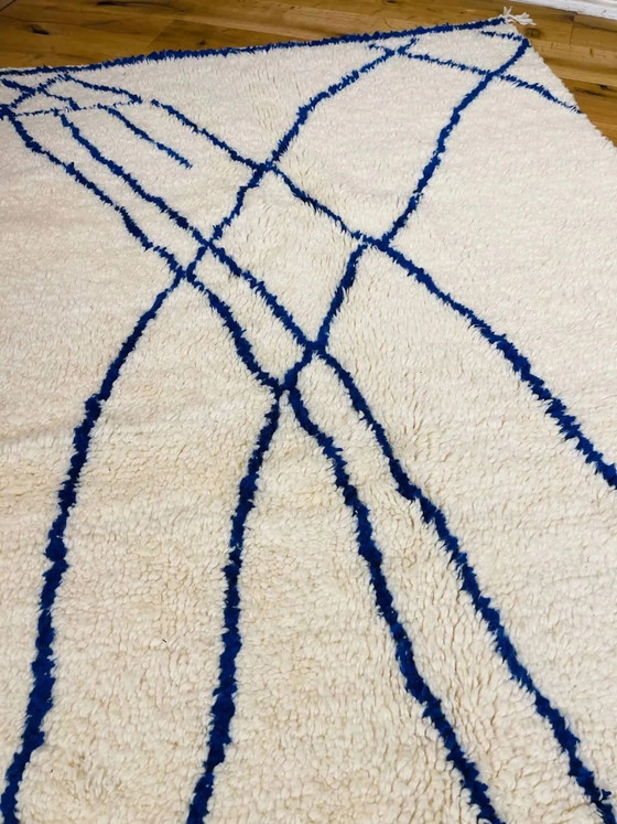 Tappeto Beni Ouarain bianco e blu. – Tappeti, Wool, Cotton (photo 15 of 16)