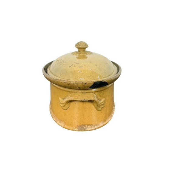 Antica terrina ovale francese in terracotta con coperchio, Accessori da cucina, Ceramica, Giallo, Rustic (foto 5 di 8)