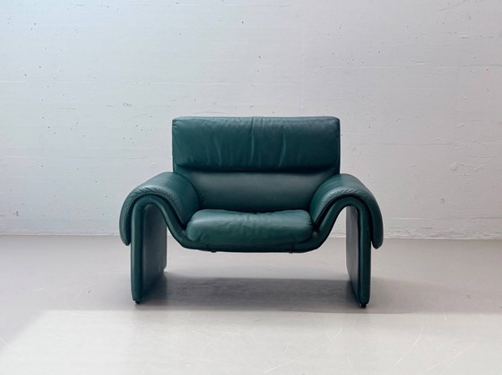 Image 1 of Poltrona De Sede DS-2011 in pelle, verde petrolio, Svizzera, anni '80