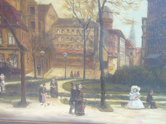 Image 1 of Gemälde Stadt/Strassenansicht  (von München ?)