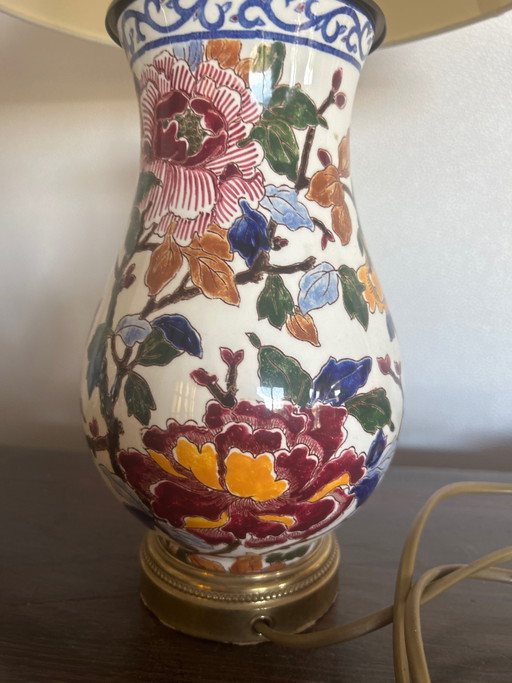 Gien earthenware lamp – “Peonies” model – Vintage – tafellampen, Porcelain (photo 2 of 5)