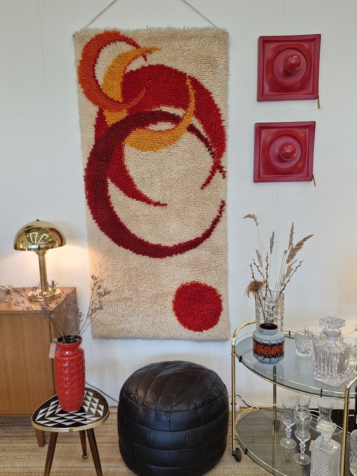 Tapisserie murale vintage / Tapis Géométrique Space Age 70s