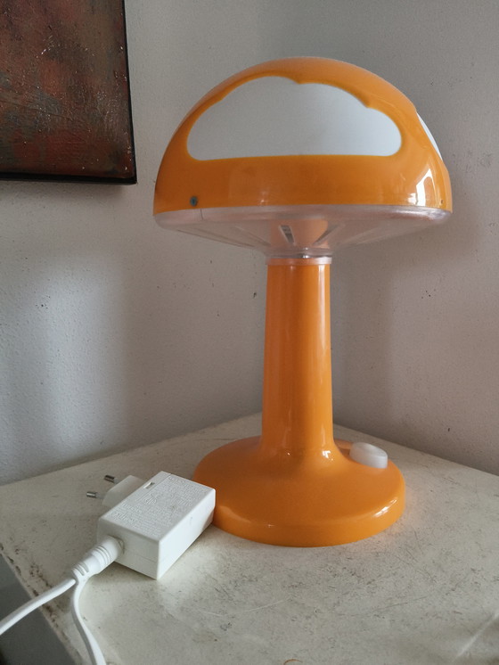 Image 1 of Rare lampe de table Ikea en plastique orange design vintage Skojig nuages