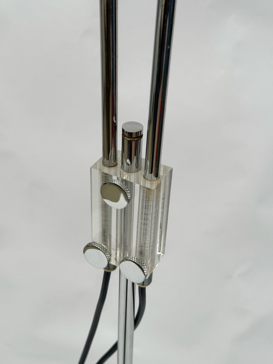 Image 1 of Vintage Gepo Amsterdam Chrome Eyeball lamp uit de jaren 70 - Dubbele boog, Space Age-stijl