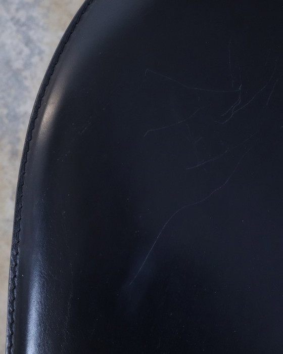 Image 1 of 6 fauteuils en cuir Fasem S44 de Giancarlo Vegni, années 80