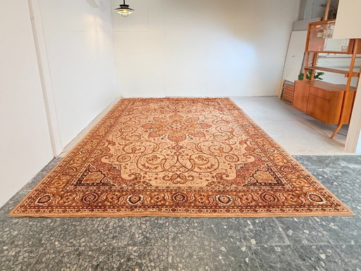 Großer Vintage-Teppich, braun/cremefarben