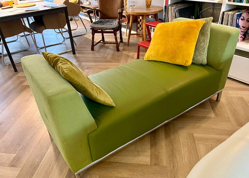 Montel Mos Groen Tweezitsbank Bank Sofa Design Leer En Stof