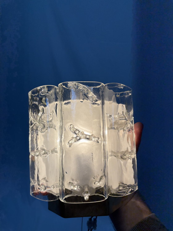 Image 1 of Set of 2 vintage Doria Leuchten ice glass wall lamps 1960s
