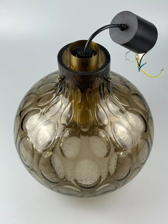Image 1 of Lampada da soffitto anni &#39;60-&#39;70 Glashütte Limburg Germania vetro e ottone Space Age